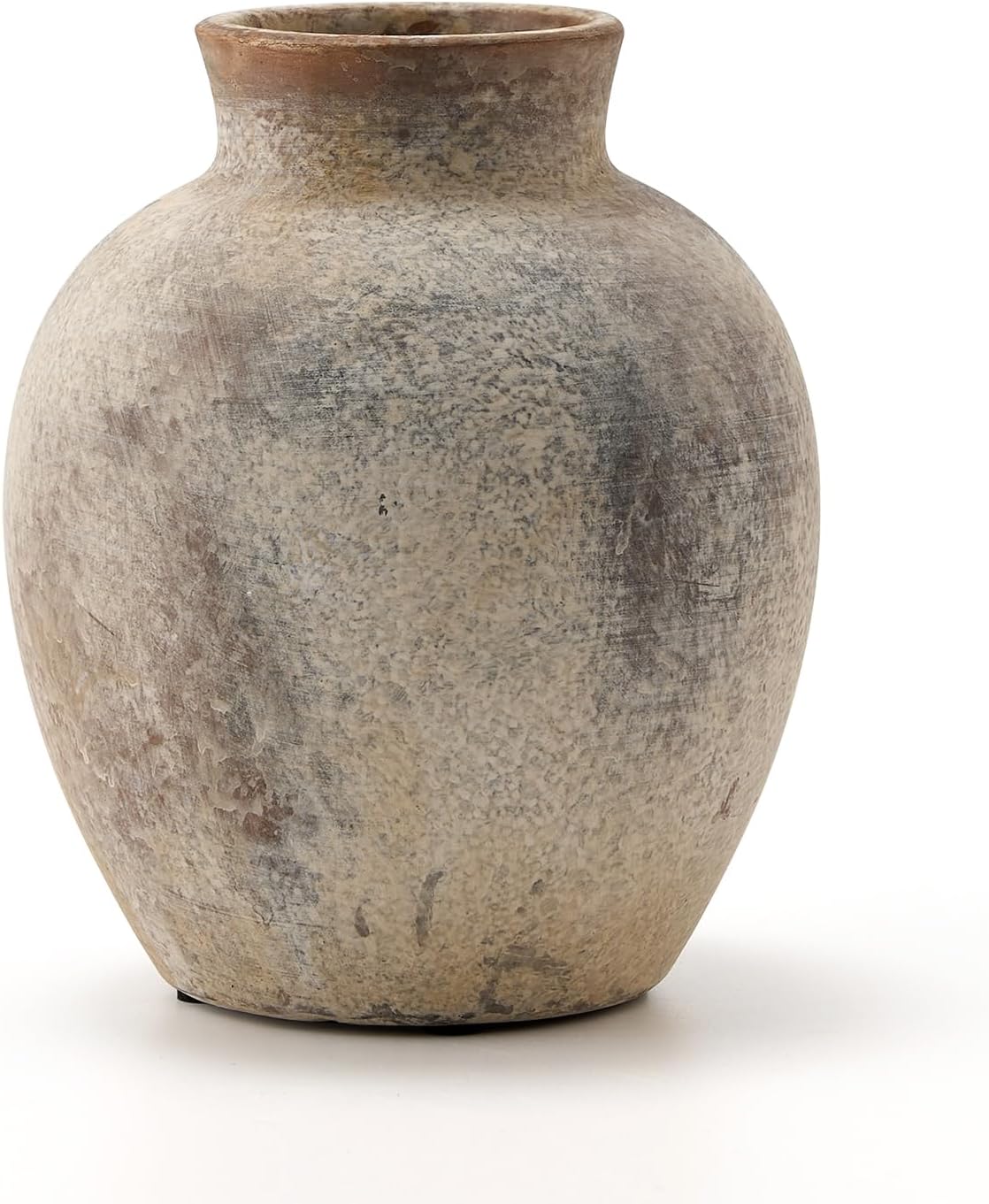 PORCER Ceramic Rustic Farmhouse Flower Vase, 6 Inch Cute Boho for Home Decor, Terracotta for Living Room, Table, Shelf, Mantel Decoration, Farmhouse, Gray