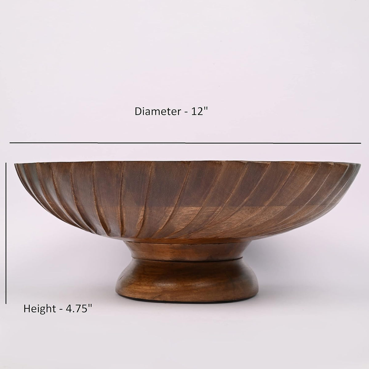 EDHAS Mango Wood Decorative Wooden Bowl Hand Carved Home Decor for Dining Table Center, Living Room, Kitchen Décor (30.48cm x 30.48cm x 12.06cm)