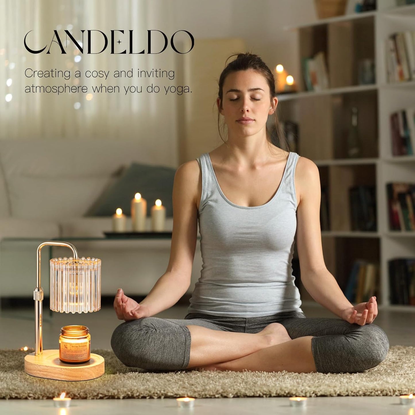 Candeldo Gold Candle Warmer Lamp with Timer