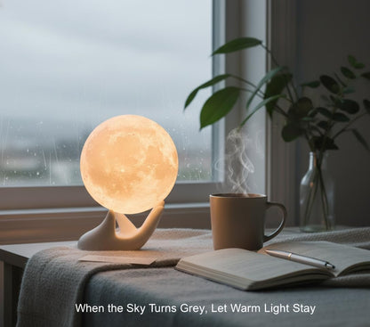 Methun Moon Lamp – Unique Valentine Gifts for Women, Mum, Her, Teenage Girls & Friends, Bedside Sad Lamp, 9 cm 3D Touch Control Night Light, Cordless Home Décor, w/Ceramic Base [Energy Class E]