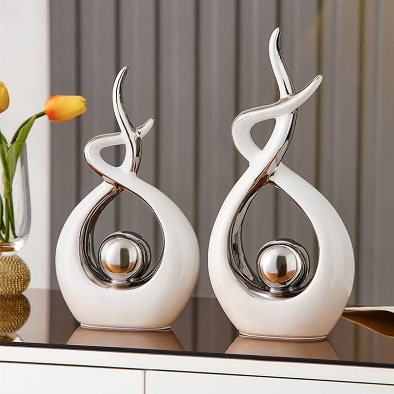 CESTATIVO Home Decor Modern Abstract Art Ceramic Statue, Room Decor, Table Decorations for Living Room Dining Room Office Centerpiece, 27 cm High