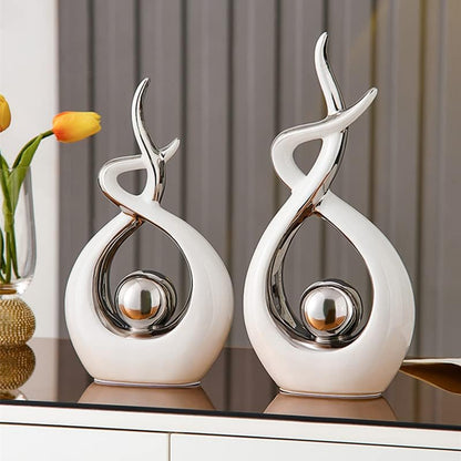 CESTATIVO Home Decor Modern Abstract Art Ceramic Statue, Room Decor, Table Decorations for Living Room Dining Room Office Centerpiece, 27 cm High