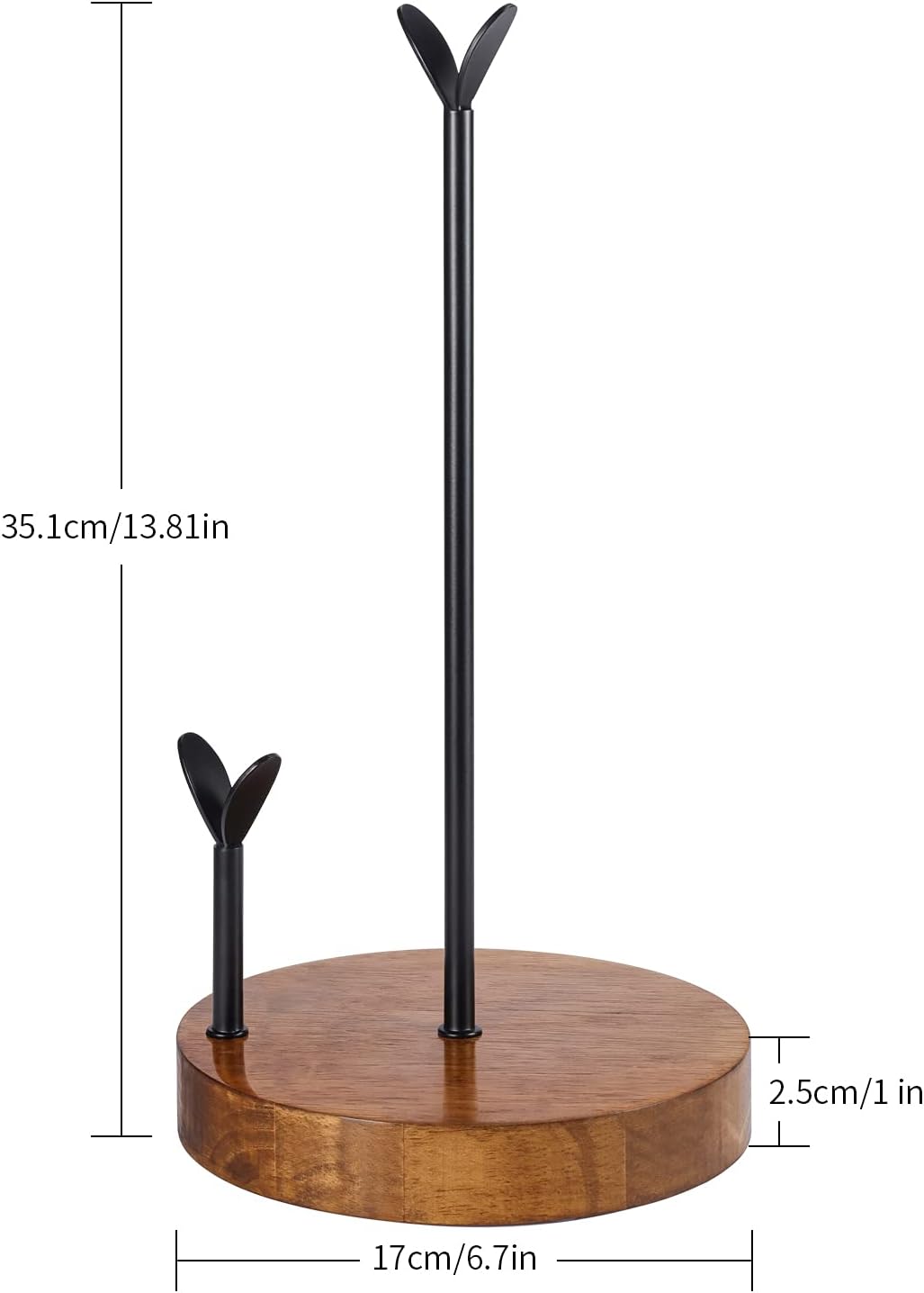 Farmhouse Countertop Kitchen Roll Holder - Wooden Paper Towel Holder Stand with One-Handed Tear, Rustic Weighted Base for Kitchen, Dining Table Home Decor | One-Hand Tear Design, Oak & Metal Weighted Base