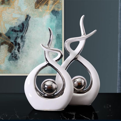 CESTATIVO Home Decor Modern Abstract Art Ceramic Statue, Room Decor, Table Decorations for Living Room Dining Room Office Centerpiece, 27 cm High