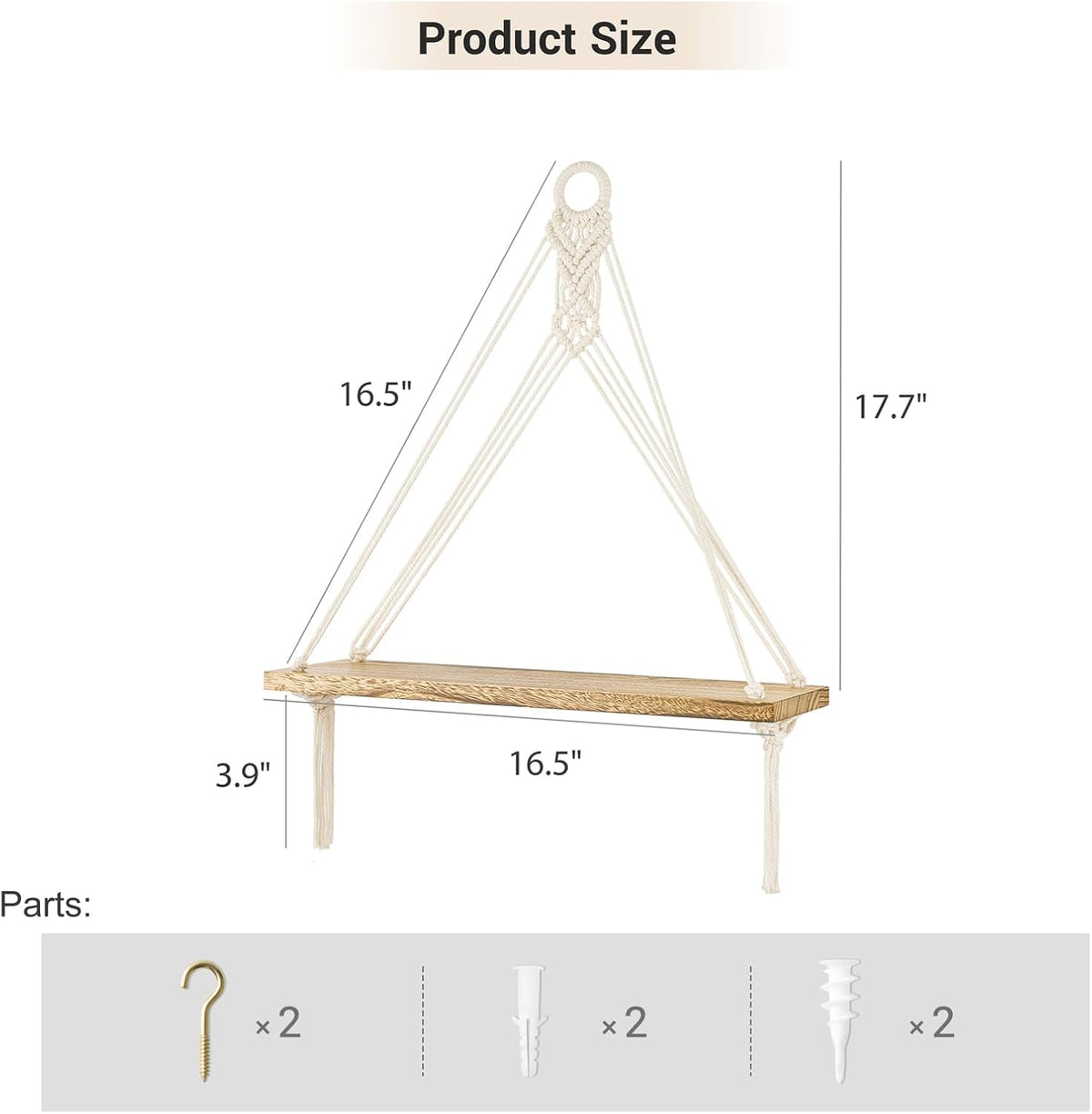 Mkono Macrame Hanging Shelves Boho Wall Decor