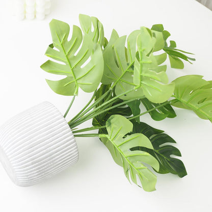 Artificial Plants in Pots, Fake Tropical Palm Tree with Greenery Leaves Stems