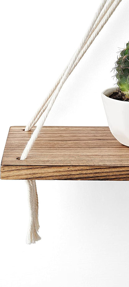 Mkono Macrame Hanging Shelves Boho Wall Decor
