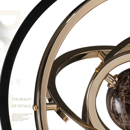 Modern Sculpture Decor, Abstract Art Metal Globe Ornament for Desk Office | Rotating Desktop Globe for Geographic Home Table Decoration Adult Decorative Book Shelf with Rectangle Stand, Black & Gold