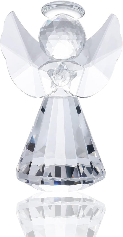 Movdyka Clear Crystal Guardian Angel Figurine Gift for Women Men Ornaments