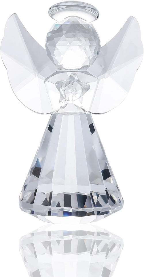 Movdyka Clear Crystal Guardian Angel Figurine Gift for Women Men Ornaments