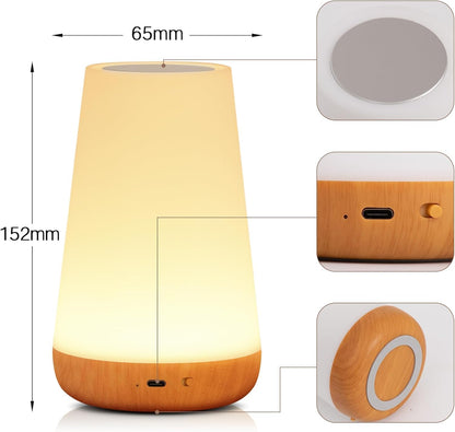 Ledivion Night Light, LED Touch Bedside Table Lamp, RGB Colours Changing, 5 Brightness Level, Timing Function, Dimmable Rechargable Remote Control Light for Bedroom, Living Room [Energy Class F]