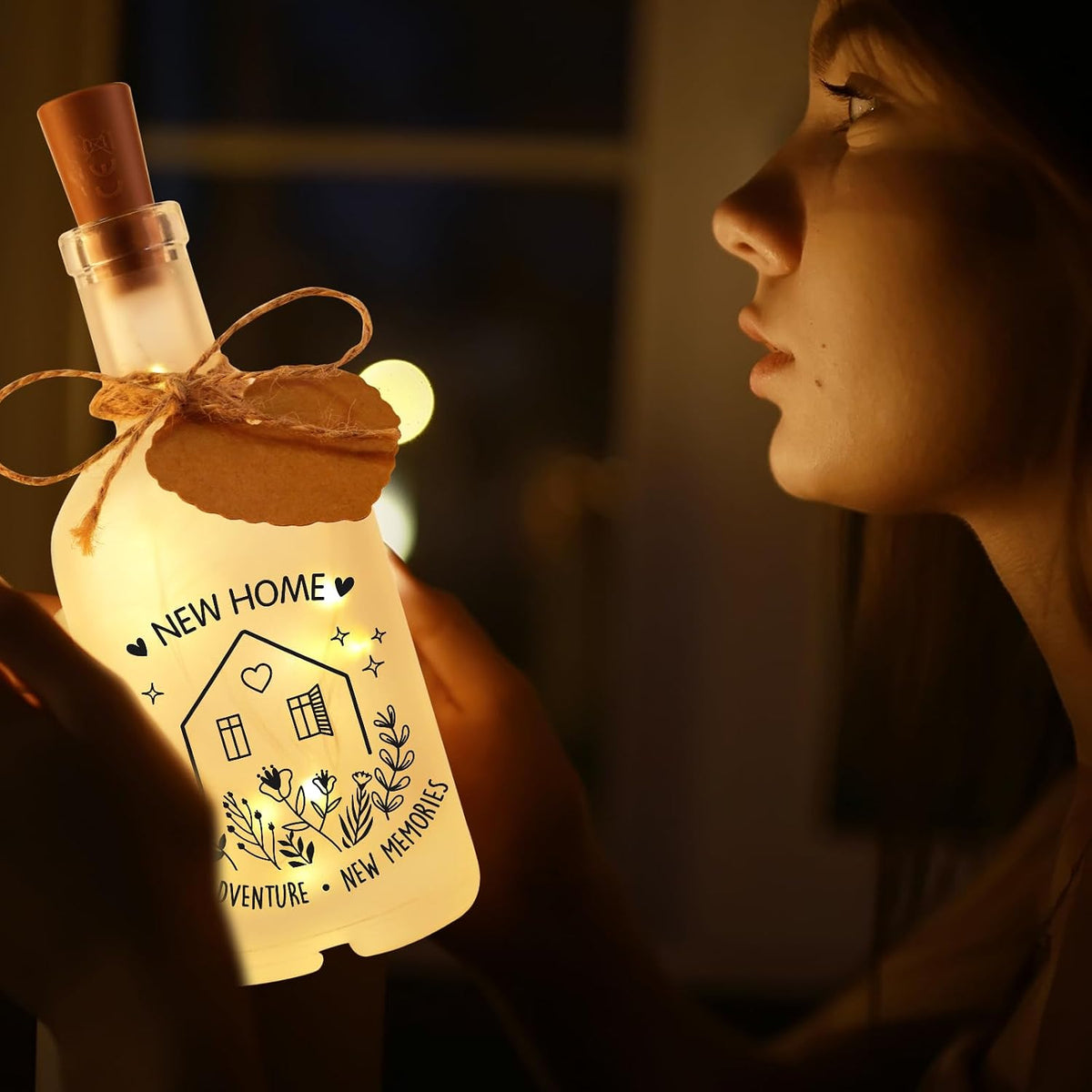 New Home Gifts, House Warming Gifts New Home, Housewarming Gift for Couple Women Family Friend Houseowner, House Warming Bottle Light, Move in Present, Room Decor Ornaments