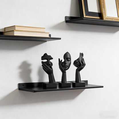 Black Home Decoration Accent Art Woman Face Statue Collectible Statue for Modern Home Living Room Bookshelf Black Desk Decor 3 Piece Set