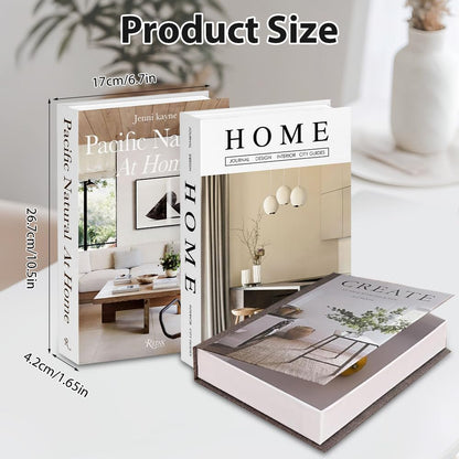 Modern Decorative Books Set of 3, Empty Hollow Fake Books for Home Decor, Foldable Hardcover Faux Book Set for Coffee Table, Bookshelf, Bedroom, Living Room & Office