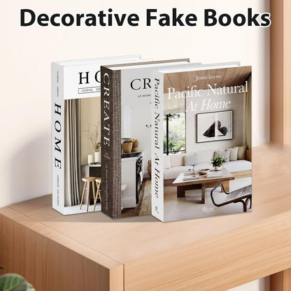 Modern Decorative Books Set of 3, Empty Hollow Fake Books for Home Decor, Foldable Hardcover Faux Book Set for Coffee Table, Bookshelf, Bedroom, Living Room & Office