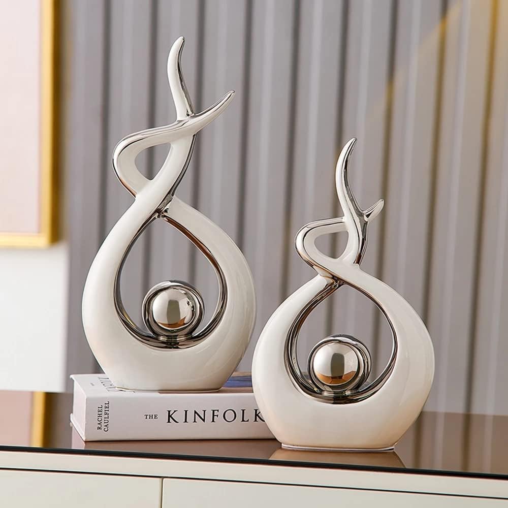 CESTATIVO Home Decor Modern Abstract Art Ceramic Statue, Room Decor, Table Decorations for Living Room Dining Room Office Centerpiece, 27 cm High