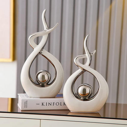 CESTATIVO Home Decor Modern Abstract Art Ceramic Statue, Room Decor, Table Decorations for Living Room Dining Room Office Centerpiece, 27 cm High