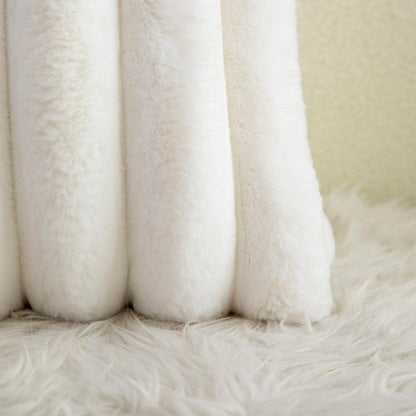 Neelvin Cream White Faux Fur Cozy Soft Striped Decorative Throw Pillow Covers 16x16 inch（40x40cm） Set of 2,Velvet Pillowcase Cushion Case for Sofa Couch