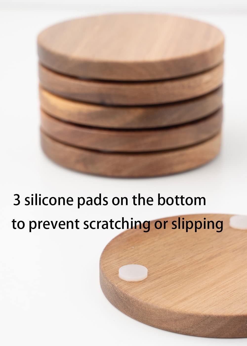 Acacia Wood Coasters Set of 6 with Holder