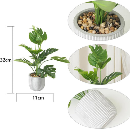 Artificial Plants in Pots, Fake Tropical Palm Tree with Greenery Leaves Stems