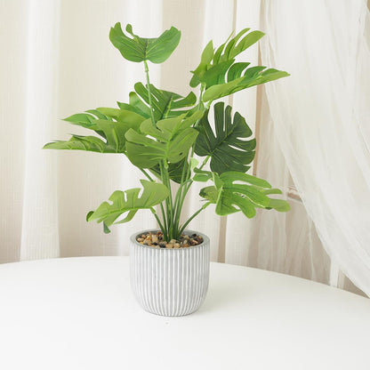 Artificial Plants in Pots, Fake Tropical Palm Tree with Greenery Leaves Stems