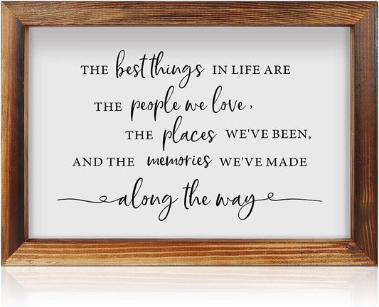CHDITB The Best Things In Life Framed Wood Sign Plaque(16"×11"), Inspirational Quotes Wooden Wall Table Sign for Home Decor, Vintage Wall Art Sign for Living Room Bedroom Gift Christmas Decorations