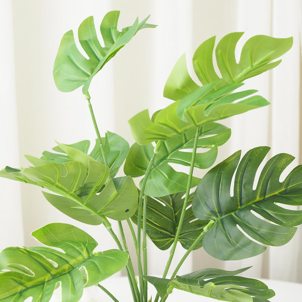 Artificial Plants in Pots, Fake Tropical Palm Tree with Greenery Leaves Stems