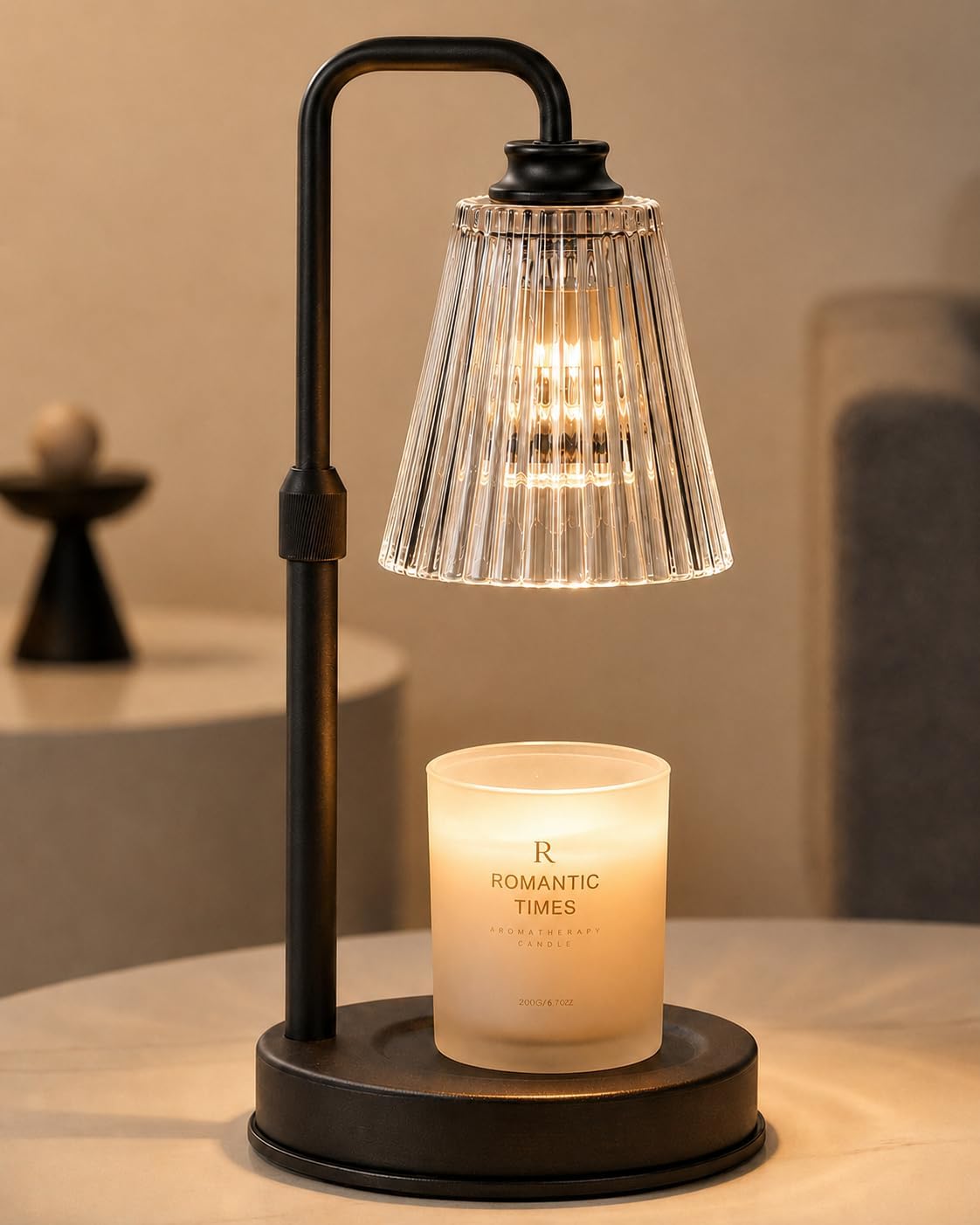 Funistree Black Candle Warmer Lamp Height Adjustable, Gifts for Women Mum [Energy Class C]