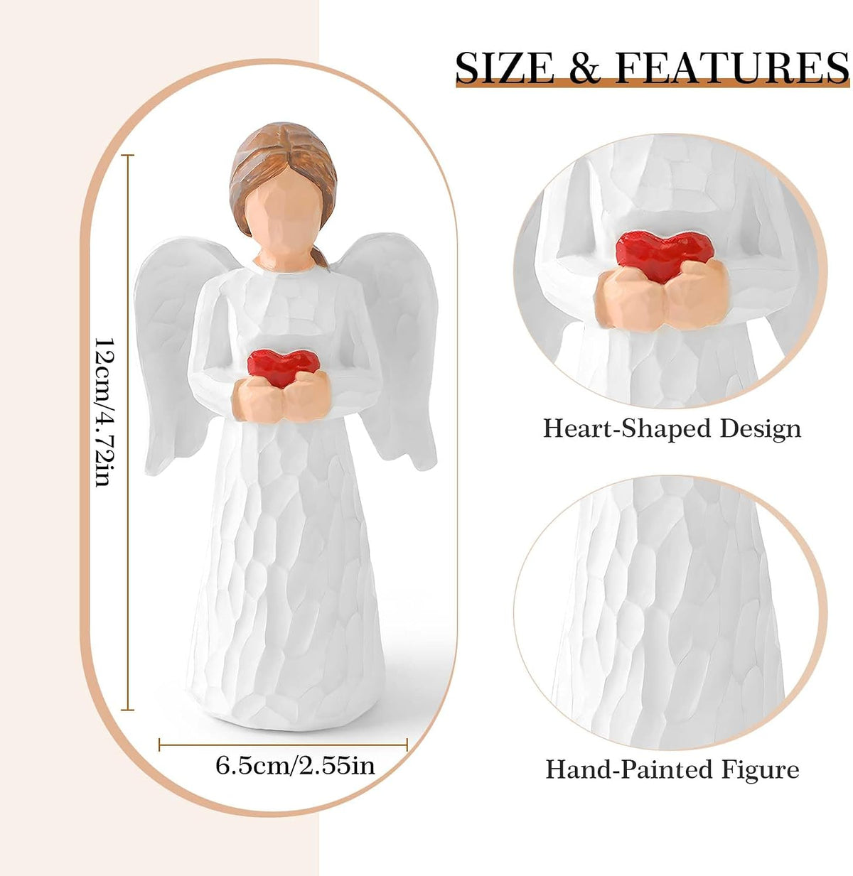 LAGAHS Angel Figurines for Women, Guardian Angel Statues and Figurines, Resin Angels Statue Holding a Heart for Thanksgiving Christmas Home Decor, Angel Gifts Ornaments