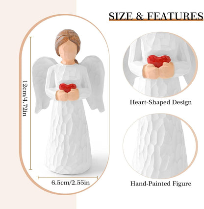 LAGAHS Angel Figurines for Women, Guardian Angel Statues and Figurines, Resin Angels Statue Holding a Heart for Thanksgiving Christmas Home Decor, Angel Gifts Ornaments