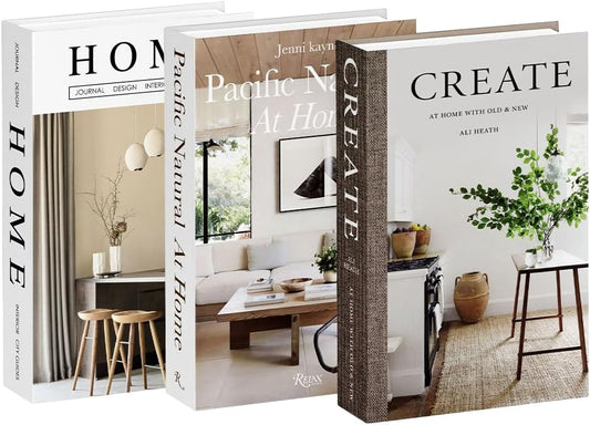 Modern Decorative Books Set of 3, Empty Hollow Fake Books for Home Decor, Foldable Hardcover Faux Book Set for Coffee Table, Bookshelf, Bedroom, Living Room & Office