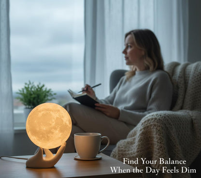 Methun Moon Lamp – Unique Valentine Gifts for Women, Mum, Her, Teenage Girls & Friends, Bedside Sad Lamp, 9 cm 3D Touch Control Night Light, Cordless Home Décor, w/Ceramic Base [Energy Class E]