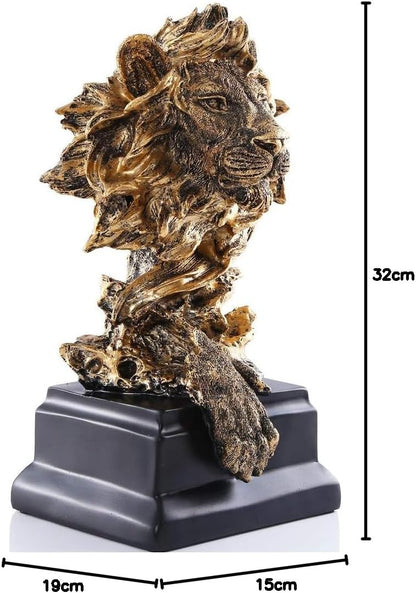 H&W Lion Statue,Gold Sculptures,Sandstone Resin Lion Figurines for Men,Abstract Art Statue Ornaments for Home Office Living Room Bookshelf Table Desktop Housewarming D¨¦cor