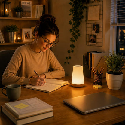 Ledivion Night Light, LED Touch Bedside Table Lamp, RGB Colours Changing, 5 Brightness Level, Timing Function, Dimmable Rechargable Remote Control Light for Bedroom, Living Room [Energy Class F]