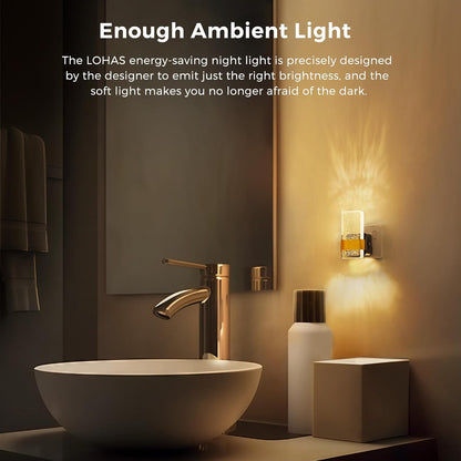 LOHAS-LED Night Light Plug in Wall, Dusk to Dawn Sensor, Dimmable | 0-100LM, Warm White 3000K, Modern Nightlight Plug in Wall for Hallway, Bathroom, Stairway [Energy Class F]