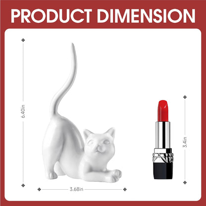 Cat Lovers Gifts for Girl - Cat Ring Holder Wedding Ring Stand, Home Decor | Funny Cat Gift for Mum, Women, Girl, Birthday Christmas Valentines Present, Desktop Organizer for Display Table Bedside