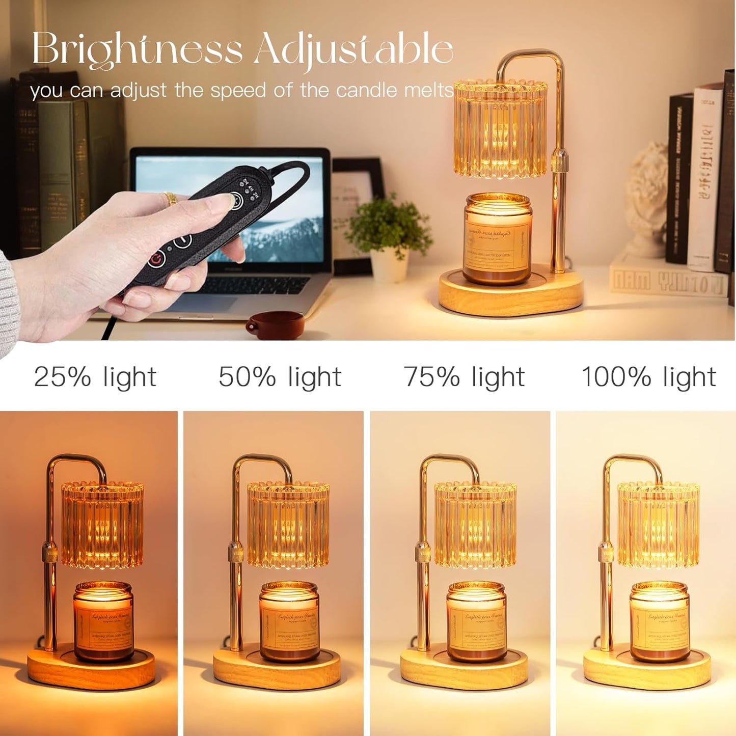 Candeldo Gold Candle Warmer Lamp with Timer