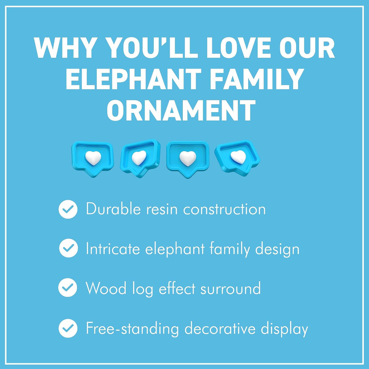 Eye catching Free Standing Graceful Elephant with Family Decorative Ornament | Elephant Ornaments | Home Accessory Gift | Living Room | Wildlife Animal
