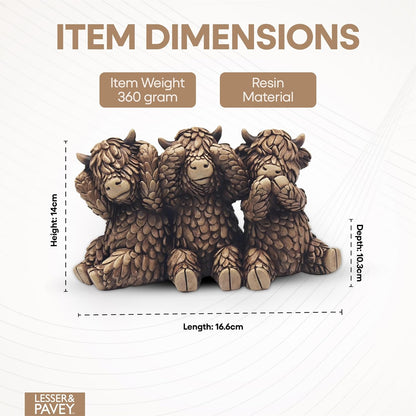 Lesser & Pavey Hughie Highland Cows Figurines Statues For Home Decor | Ideal Ornaments Friendship Gifts For Women & Men | Lovely Table Centerpiece & Living Room Accessories, Brown