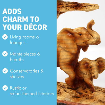 Eye catching Free Standing Graceful Elephant with Family Decorative Ornament | Elephant Ornaments | Home Accessory Gift | Living Room | Wildlife Animal