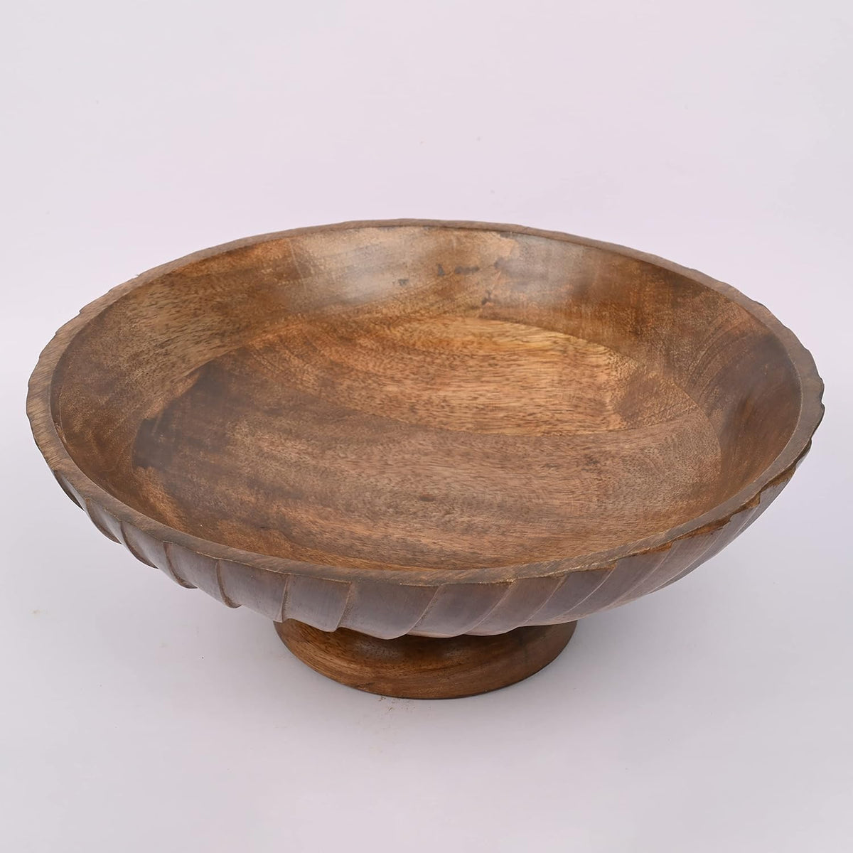 EDHAS Mango Wood Decorative Wooden Bowl Hand Carved Home Decor for Dining Table Center, Living Room, Kitchen Décor (30.48cm x 30.48cm x 12.06cm)