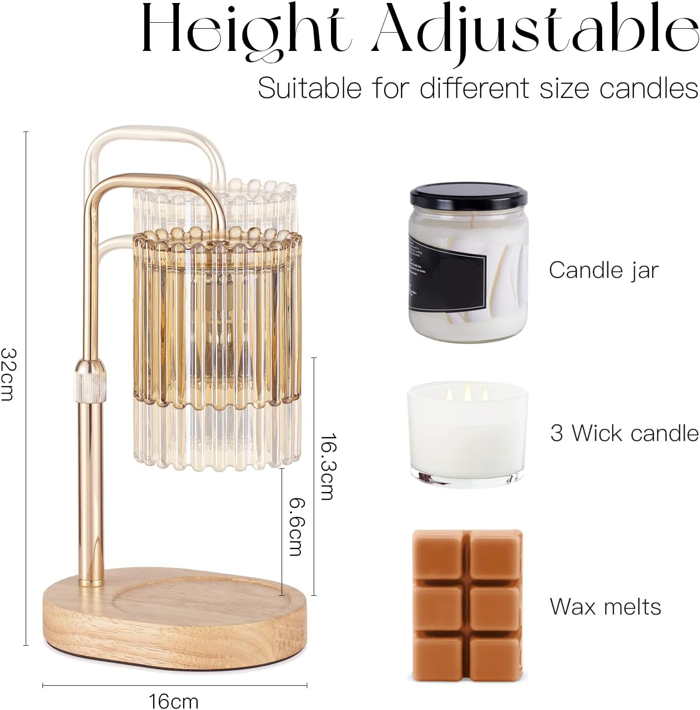 Candeldo Gold Candle Warmer Lamp with Timer