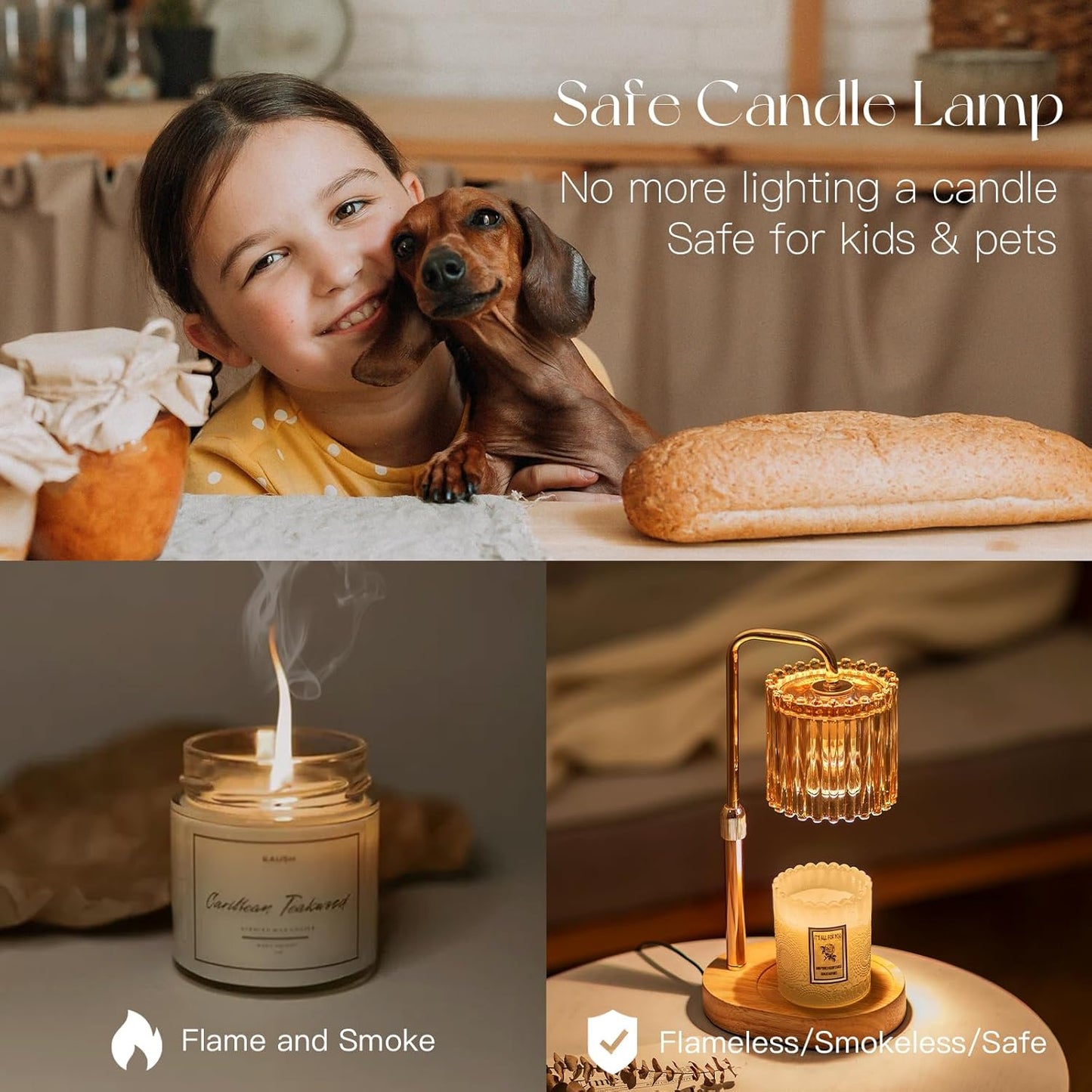 Candeldo Gold Candle Warmer Lamp with Timer