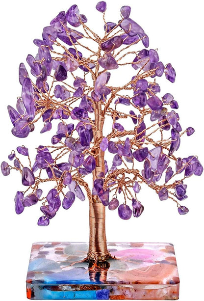 Nupuyai Amethyst Healing Crystal Money Tree for Home Office Decor