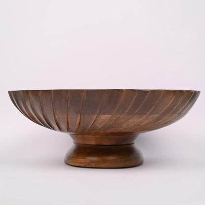 EDHAS Mango Wood Decorative Wooden Bowl Hand Carved Home Decor for Dining Table Center, Living Room, Kitchen Décor (30.48cm x 30.48cm x 12.06cm)