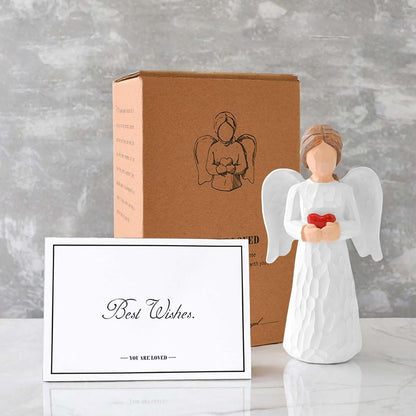 LAGAHS Angel Figurines for Women, Guardian Angel Statues and Figurines, Resin Angels Statue Holding a Heart for Thanksgiving Christmas Home Decor, Angel Gifts Ornaments