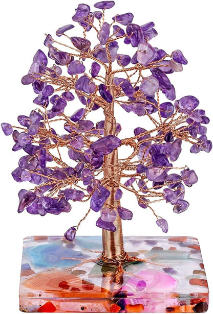 Nupuyai Amethyst Healing Crystal Money Tree for Home Office Decor