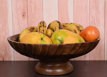 EDHAS Mango Wood Decorative Wooden Bowl Hand Carved Home Decor for Dining Table Center, Living Room, Kitchen Décor (30.48cm x 30.48cm x 12.06cm)