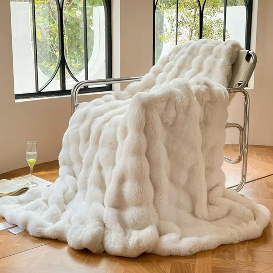 Rabbit Fur Luxury Plush Sherpa Throw Blanket