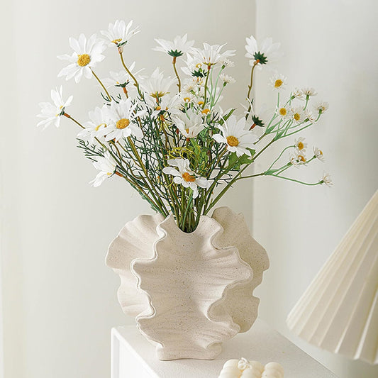 Ceramic Vase, SUKIYPO Modern Vases for Nordic, Vase Decoration, Home Decor | Home Decor, Aesthetic Boho Flower Vase, Ornaments for Living Room, Home, Office, Farmhouse, Coffee Table Decoration, Beige